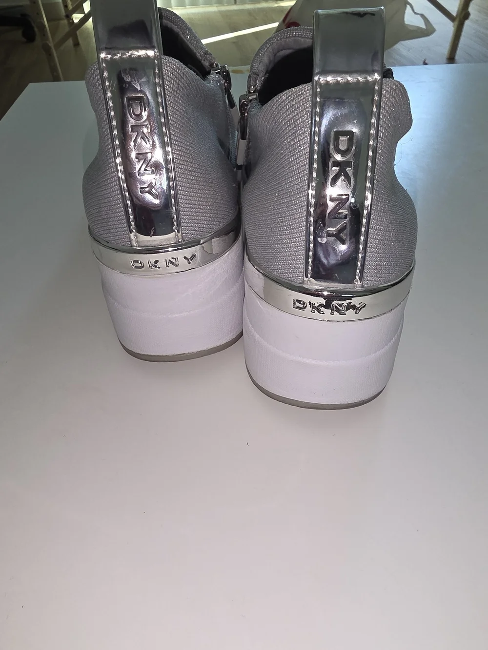 DKNY Women's Silver Slip-On Ankle Sneakers
